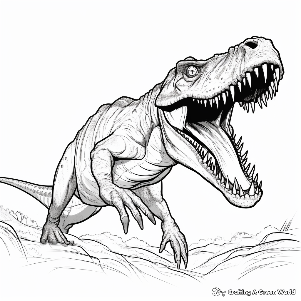 Dynamic Action Allosaurus Coloring Pages 1