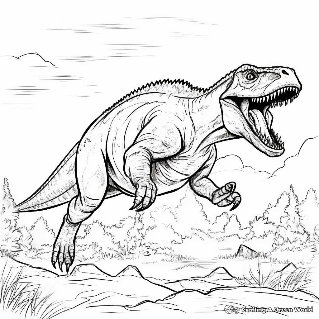 Dynamic Action Allosaurus Coloring Pages 3