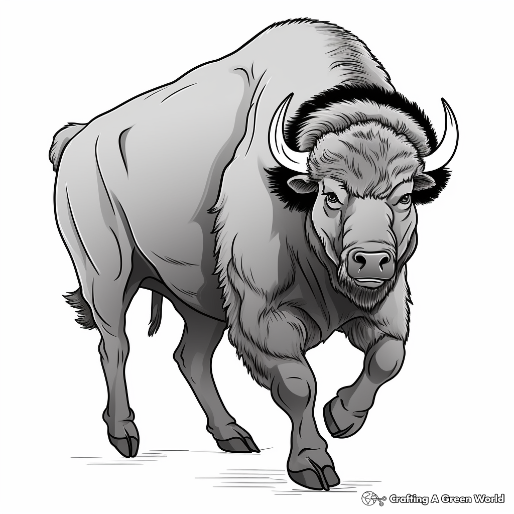 Dynamic American Bison Coloring Pages 1