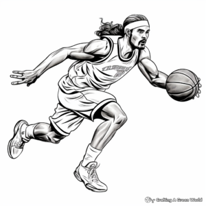 Dynamic Basketball Player in Action Coloring Pages 1