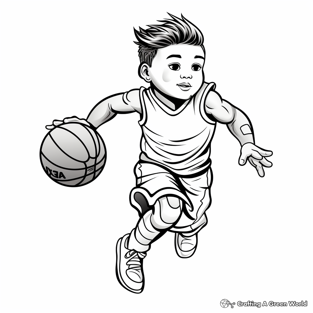 Dynamic Basketball Player in Action Coloring Pages 3