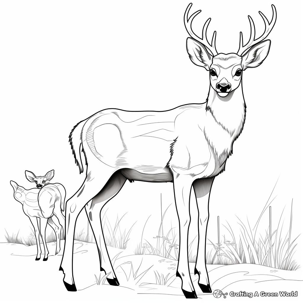 Dynamic Blacktail Deer Coloring Pages 2