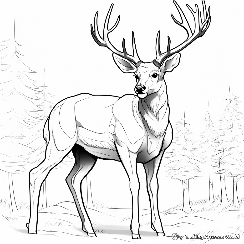 Dynamic Blacktail Deer Coloring Pages 4