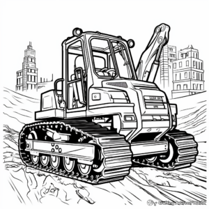 Dynamic Bulldozer Coloring Pages for Kids 1