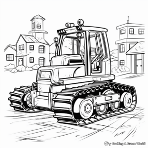 Dynamic Bulldozer Coloring Pages for Kids 3