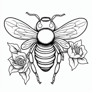 Dynamic Bumblebee and Rose Coloring Pages 3