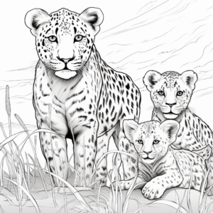 Dynamic Cheetah Family Coloring Pages 4
