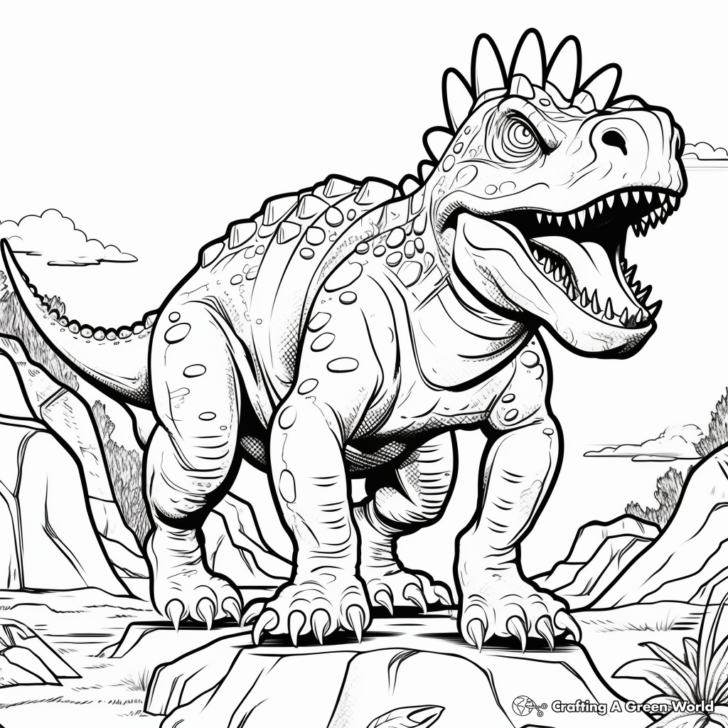 Dynamic Dinosaur: Carnotaurus Coloring Pages 2