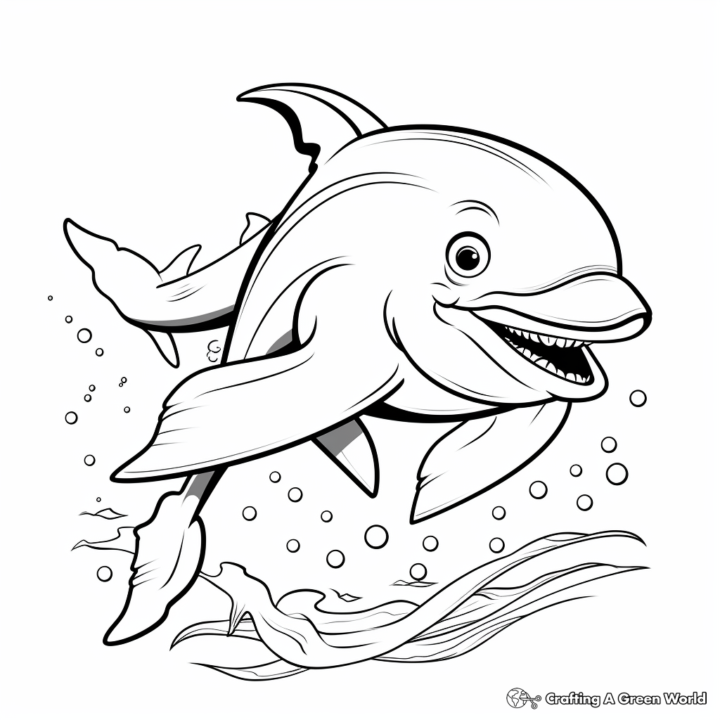 Dynamic Dolphin Cartoon Coloring Pages 2