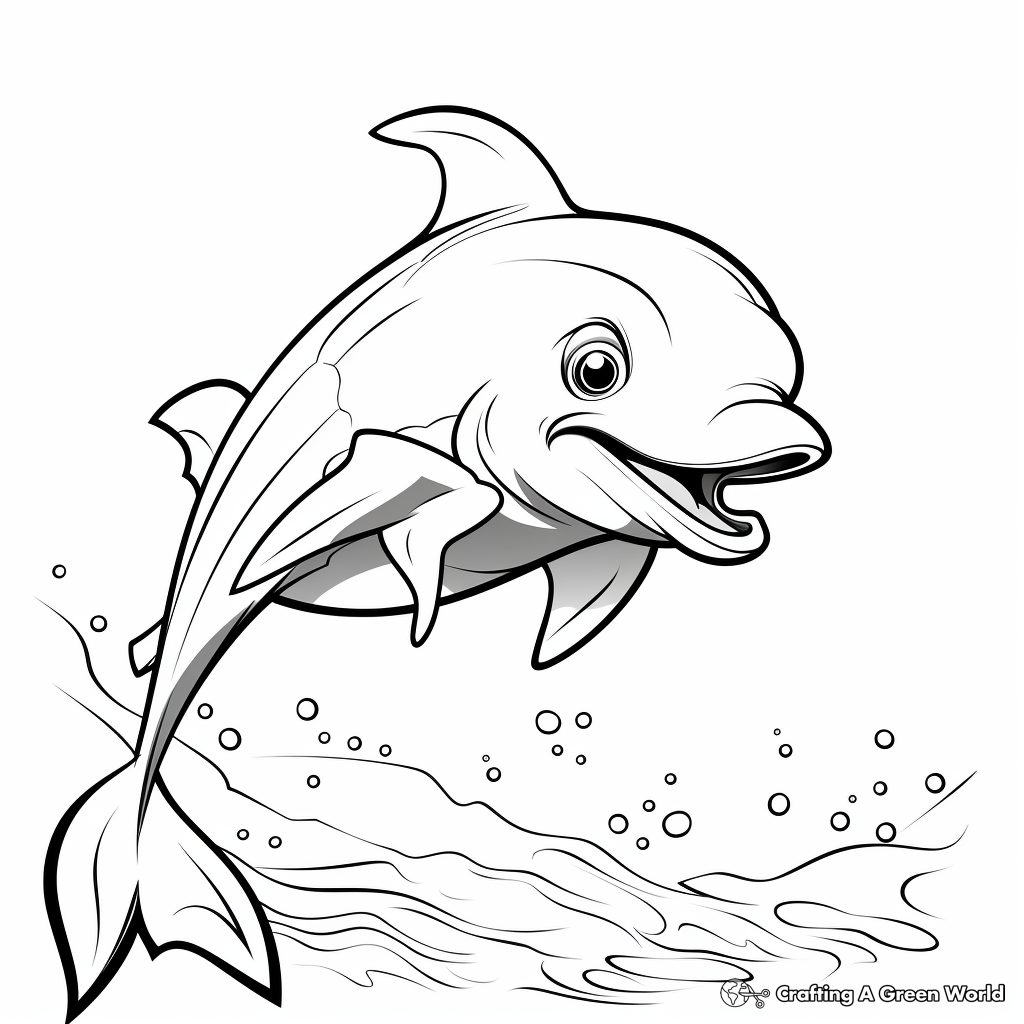 Dynamic Dolphin Cartoon Coloring Pages 3
