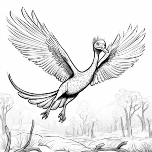 Dynamic Flying Microraptor Coloring Pages 1