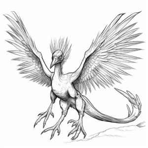 Dynamic Flying Microraptor Coloring Pages 2