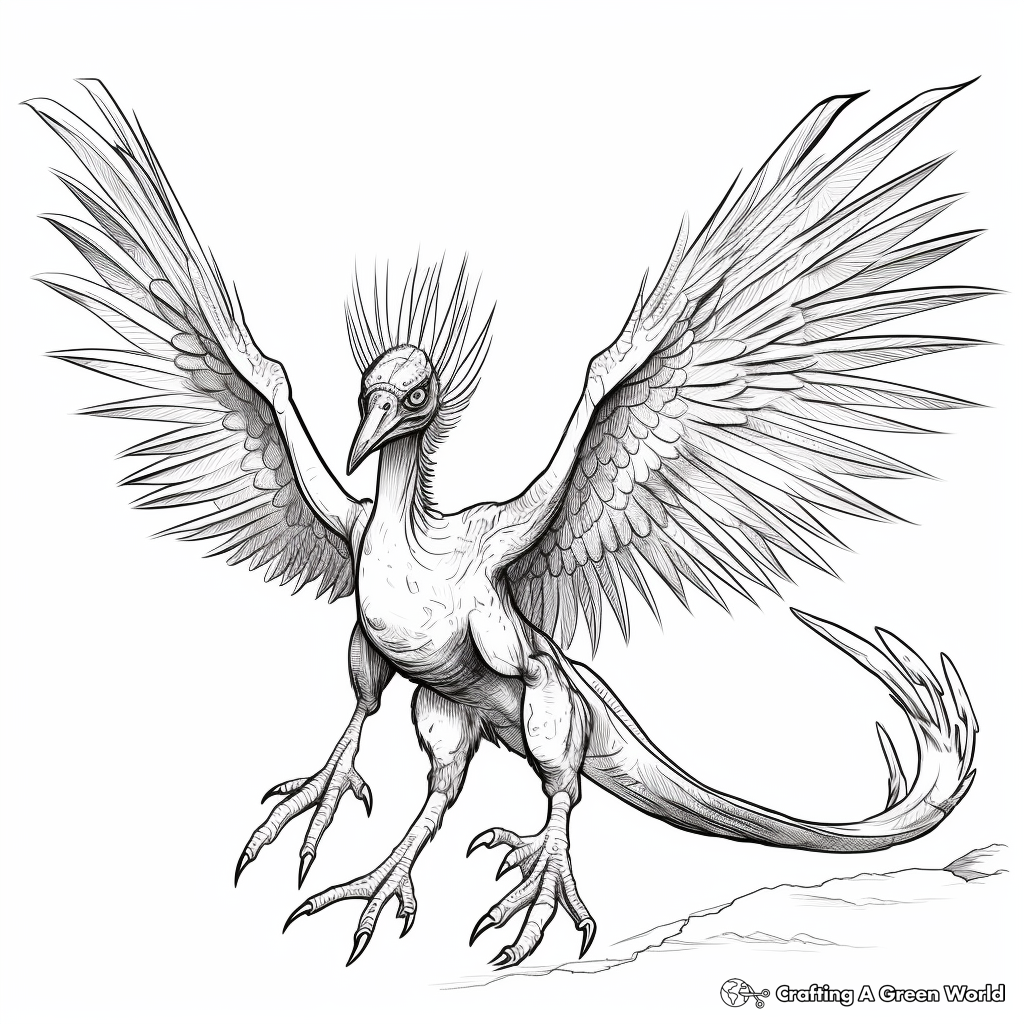Dynamic Flying Microraptor Coloring Pages 2