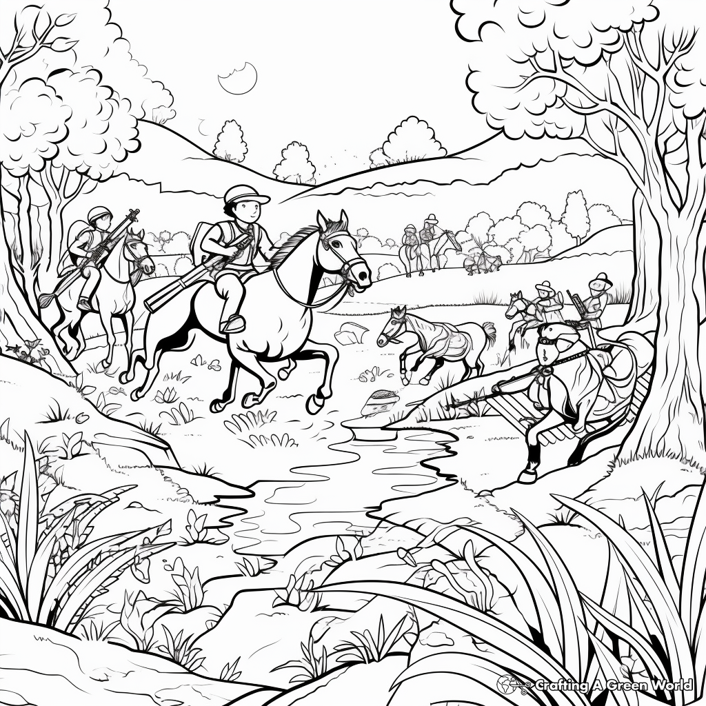 Dynamic Hunting Scene Coloring Pages 3