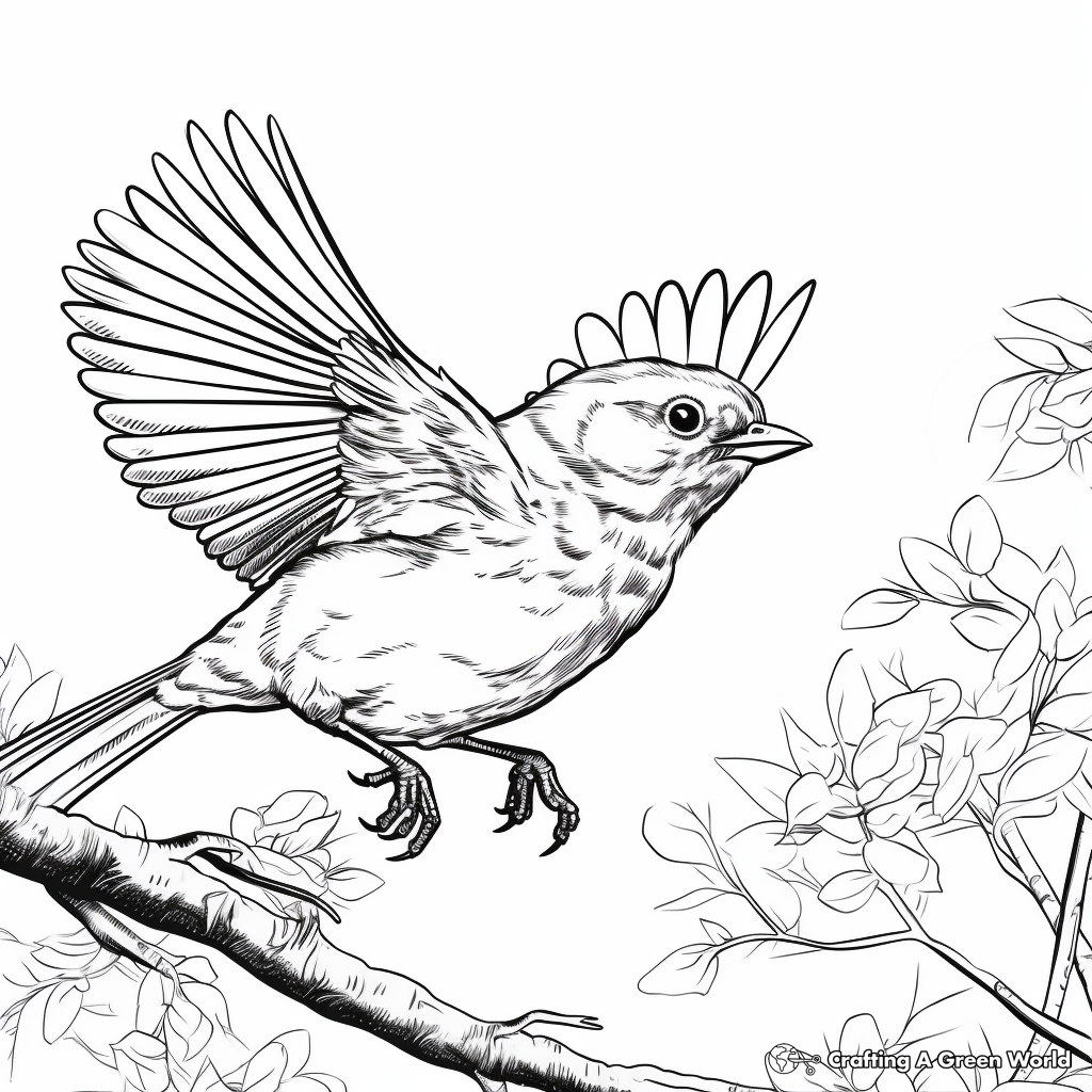 Dynamic Oriole Action Scene Coloring Pages 1