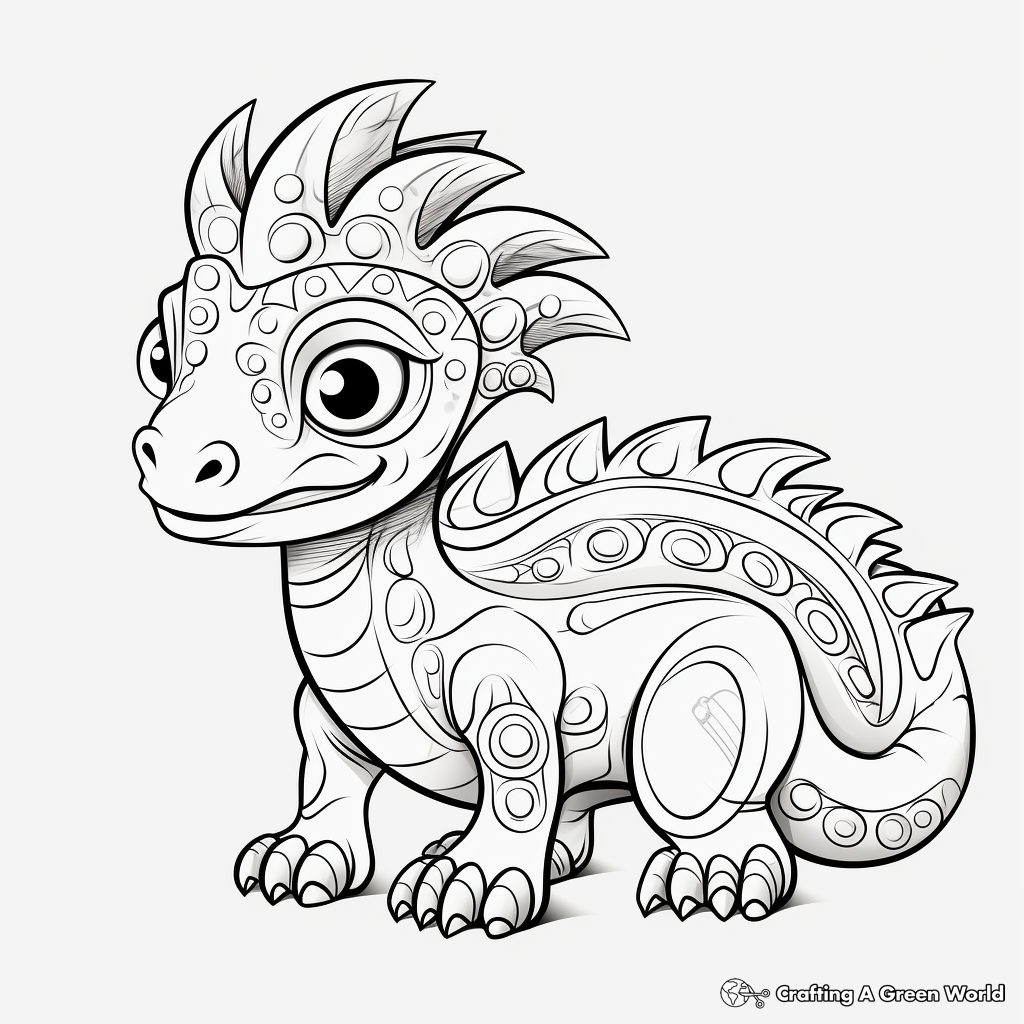 Dynamic Pachycephalosaurus in Action Coloring Pages 1