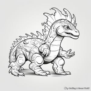 Dynamic Pachycephalosaurus in Action Coloring Pages 2