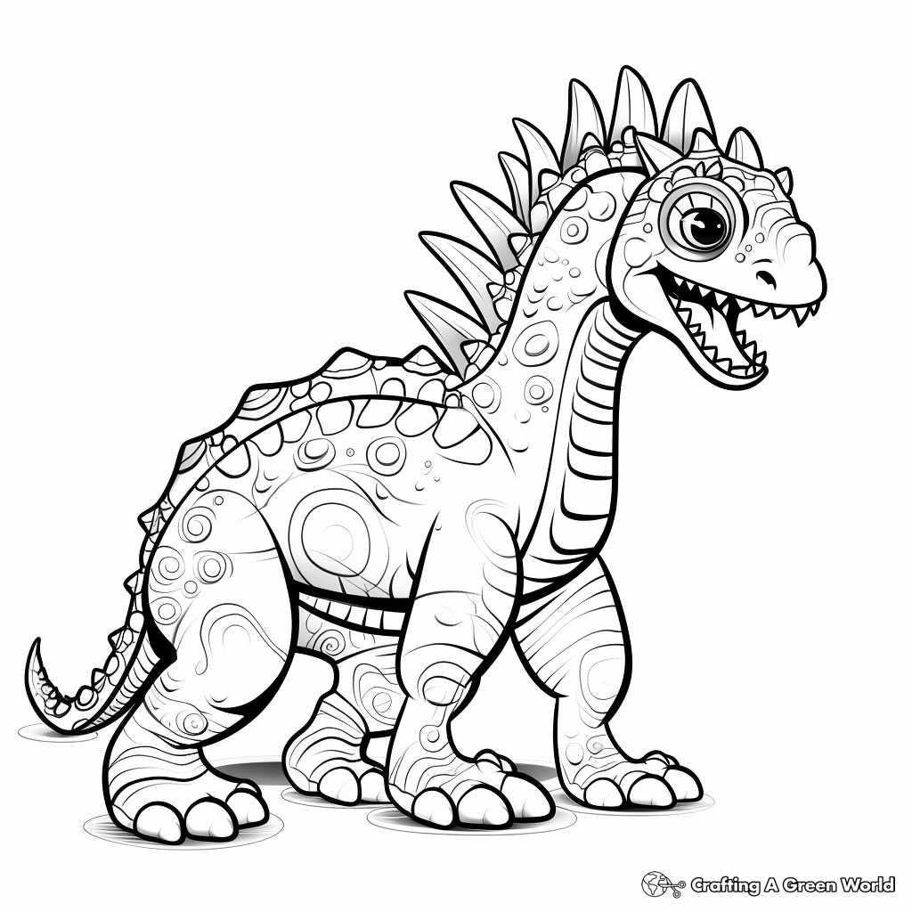 Dynamic Pachycephalosaurus in Action Coloring Pages 3