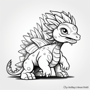 Dynamic Pachycephalosaurus in Action Coloring Pages 4