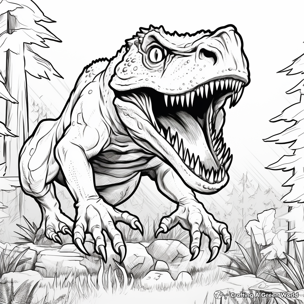Dynamic Roaring T Rex Coloring Pages 4