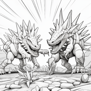 Dynamic Stegosaurus Dueling Scene Coloring Pages 3