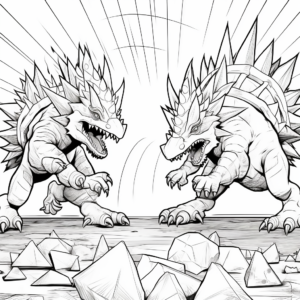 Dynamic Stegosaurus Dueling Scene Coloring Pages 4