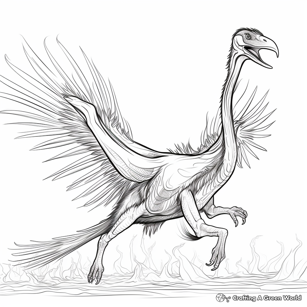 Dynamic Therizinosaurus in Action Coloring Pages 2