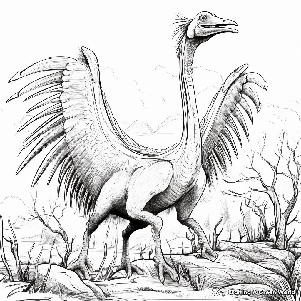 Dynamic Therizinosaurus in Action Coloring Pages 3