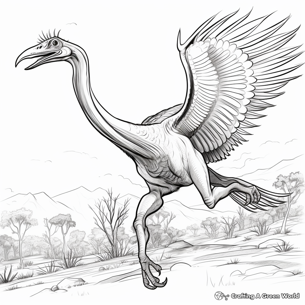 Dynamic Therizinosaurus in Action Coloring Pages 4