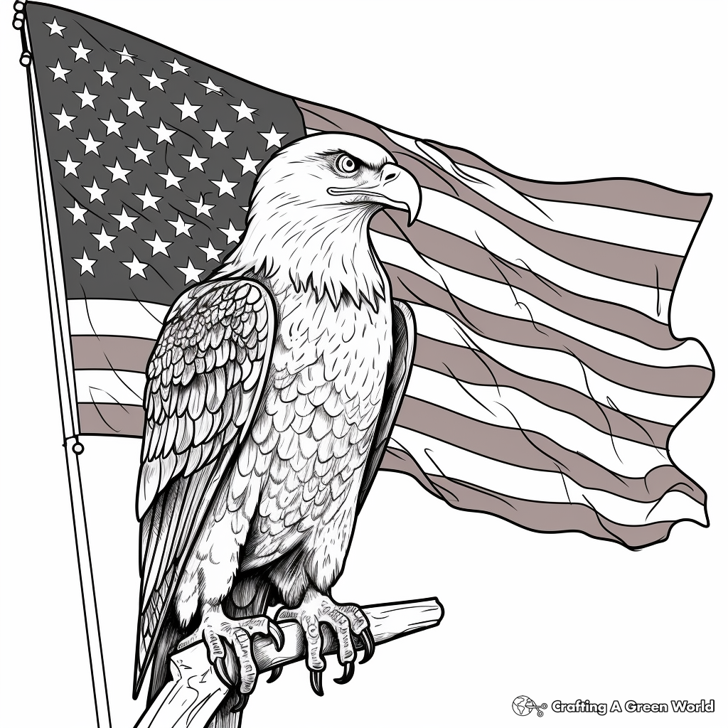 Eagle and Flag: American Spirit Coloring Pages 2