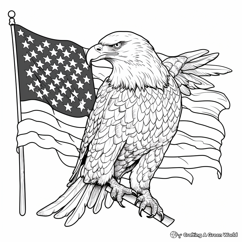 Eagle and Flag: American Spirit Coloring Pages 4