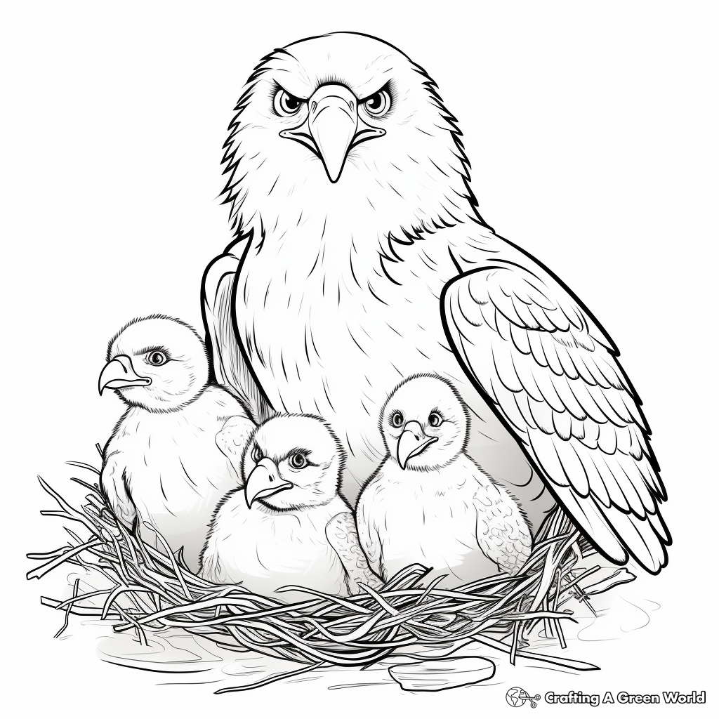 Eagle Family Nesting Coloring Pages 2