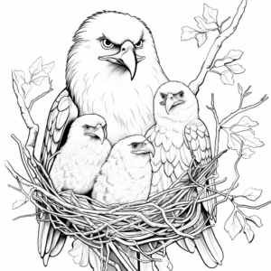 Eagle Family Nesting Coloring Pages 3