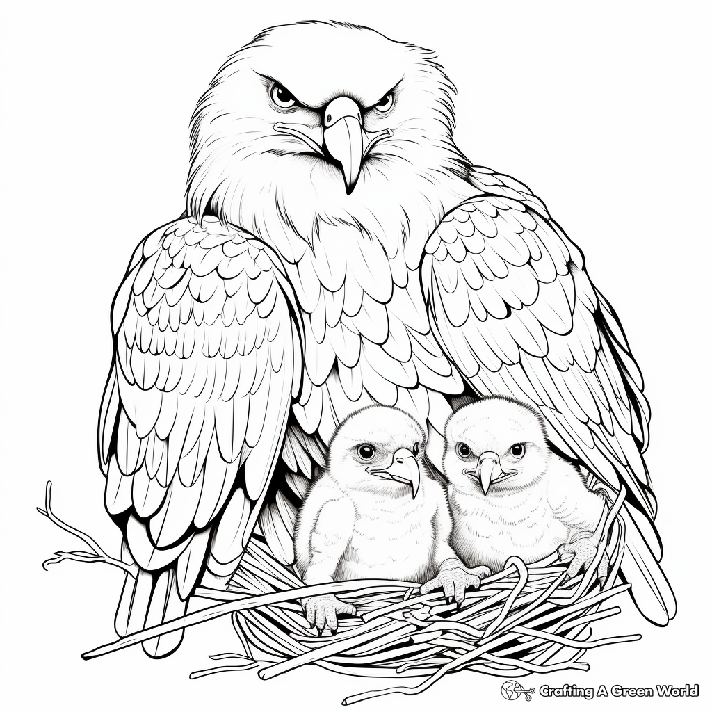 Eagle Family Nesting Coloring Pages 4