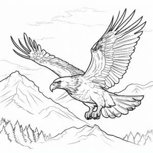 Eagle Flying Over Mountains Coloring Pages 1