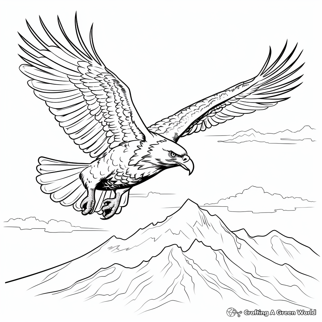 Eagle Flying Over Mountains Coloring Pages 2