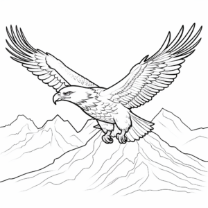 Eagle Flying Over Mountains Coloring Pages 3