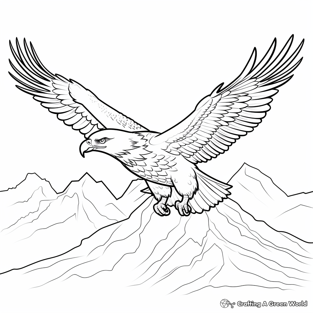 Eagle Flying Over Mountains Coloring Pages 3