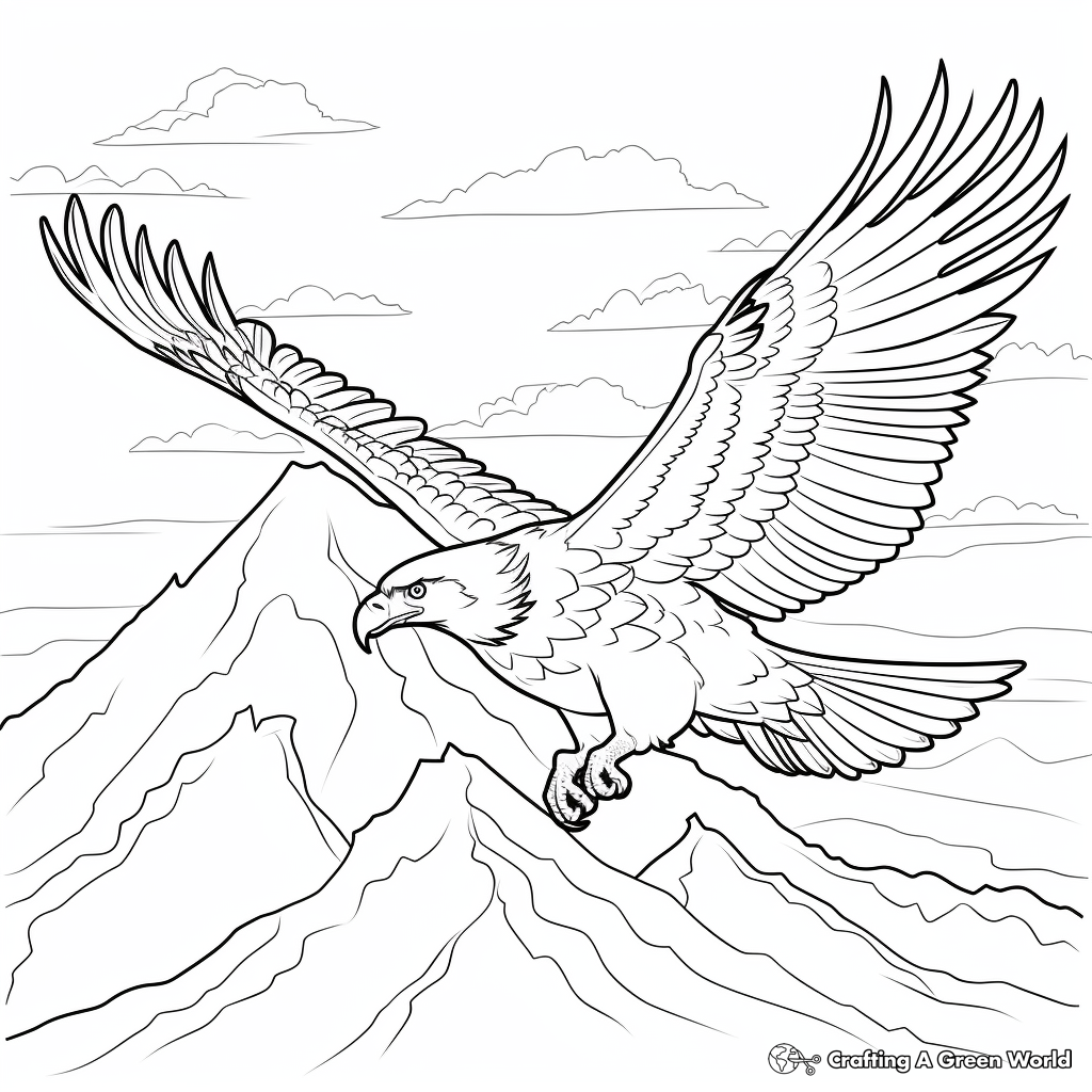Eagle Flying Over Mountains Coloring Pages 4
