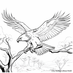 Eagle Hunting Scene Coloring Pages 1