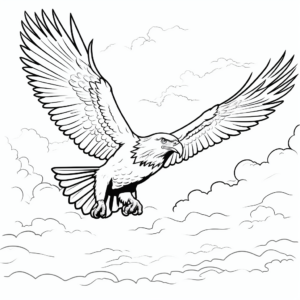 Eagle In-flight: Sky Scene Coloring Pages 1