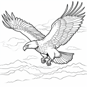 Eagle In-flight: Sky Scene Coloring Pages 2