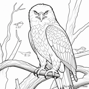 Eagle in the Wild: Forest-Scene Coloring Pages 1