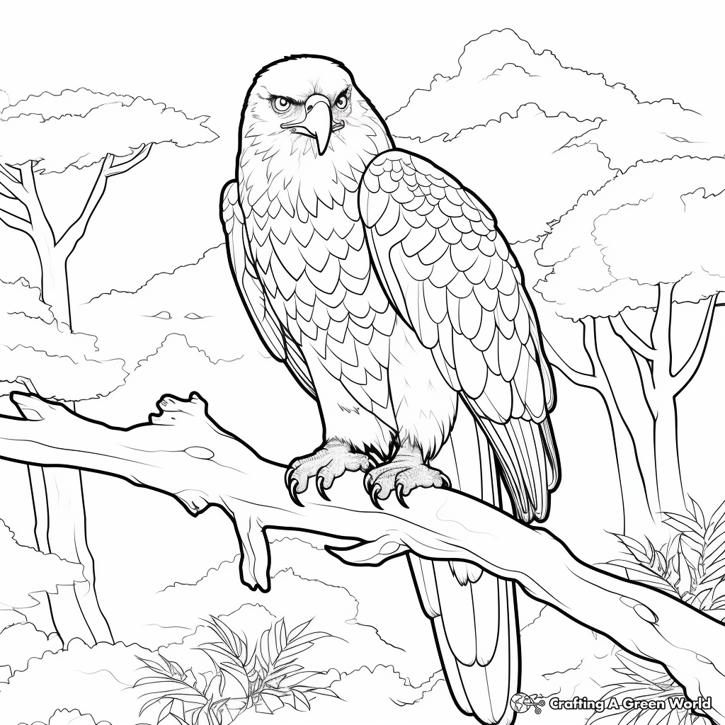 Eagle in the Wild: Forest-Scene Coloring Pages 3