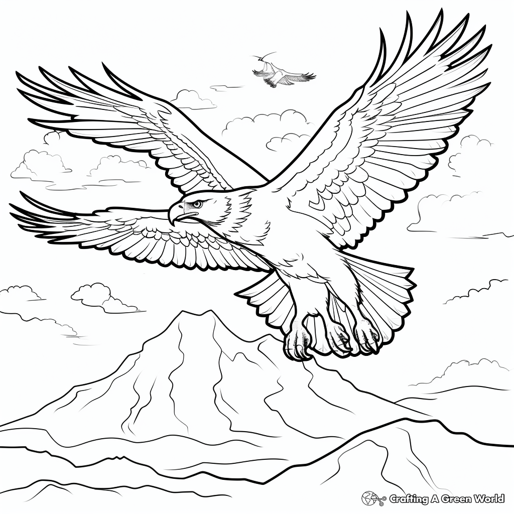 Eagles in Flight: Sky Scene Coloring Pages 2