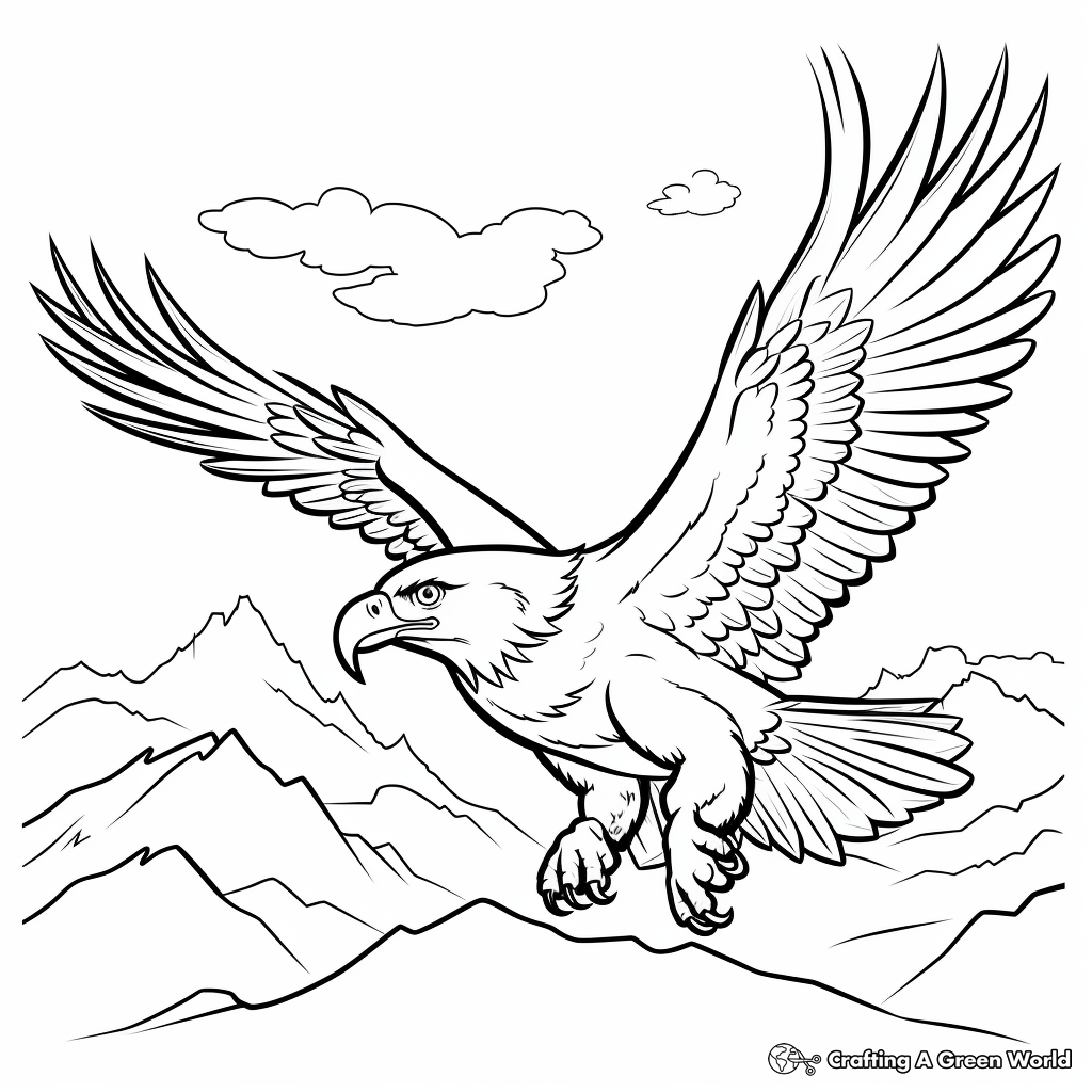 Eagles in Flight: Sky Scene Coloring Pages 3