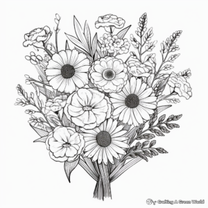 Earthy Wildflower Bouquet Coloring Pages 1