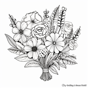 Earthy Wildflower Bouquet Coloring Pages 3