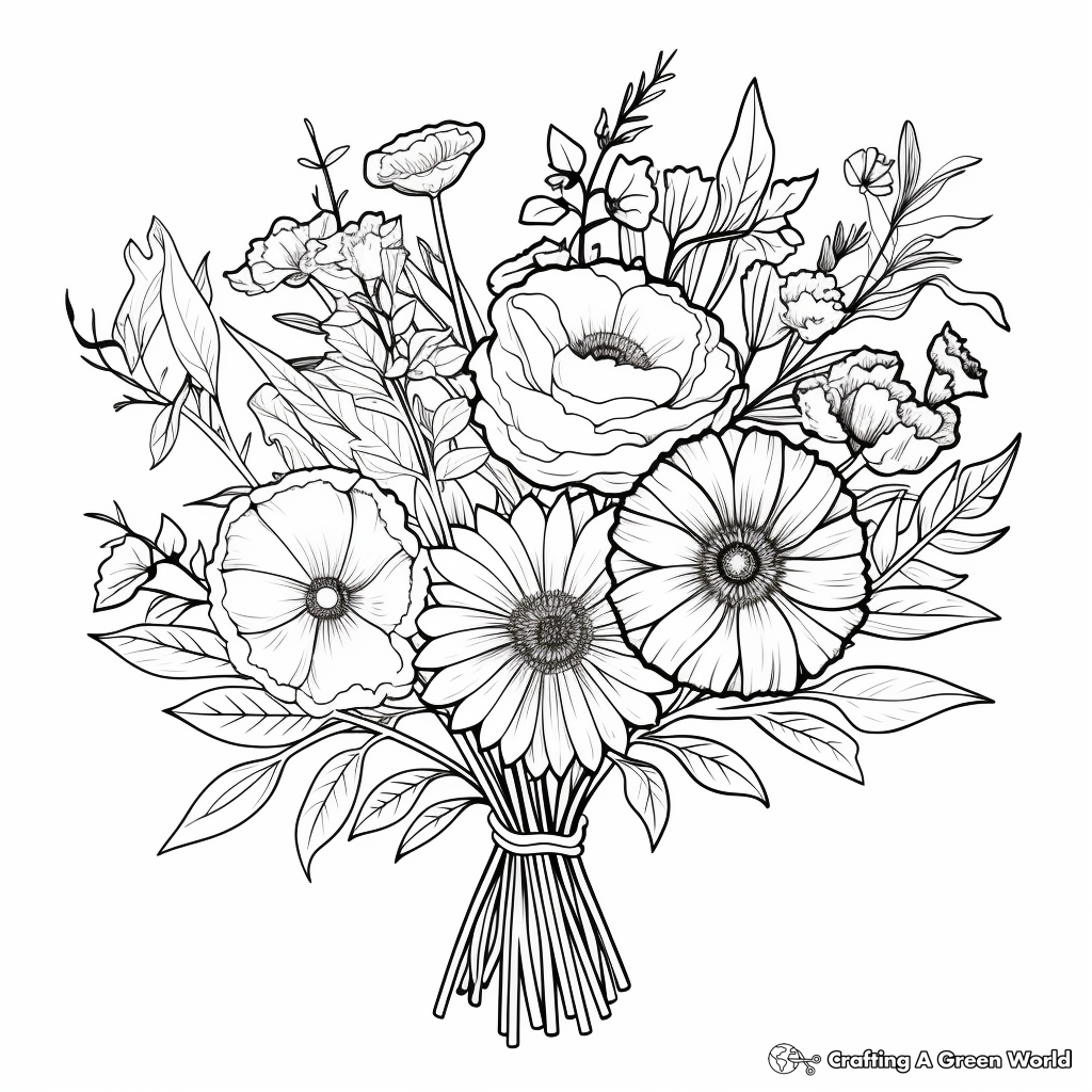 Earthy Wildflower Bouquet Coloring Pages 4