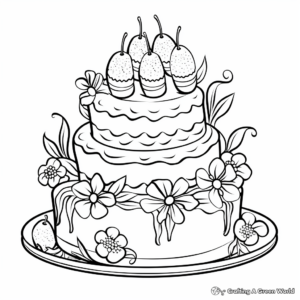 Easter Cake Coloring Pages for Spring-themed Fun 2